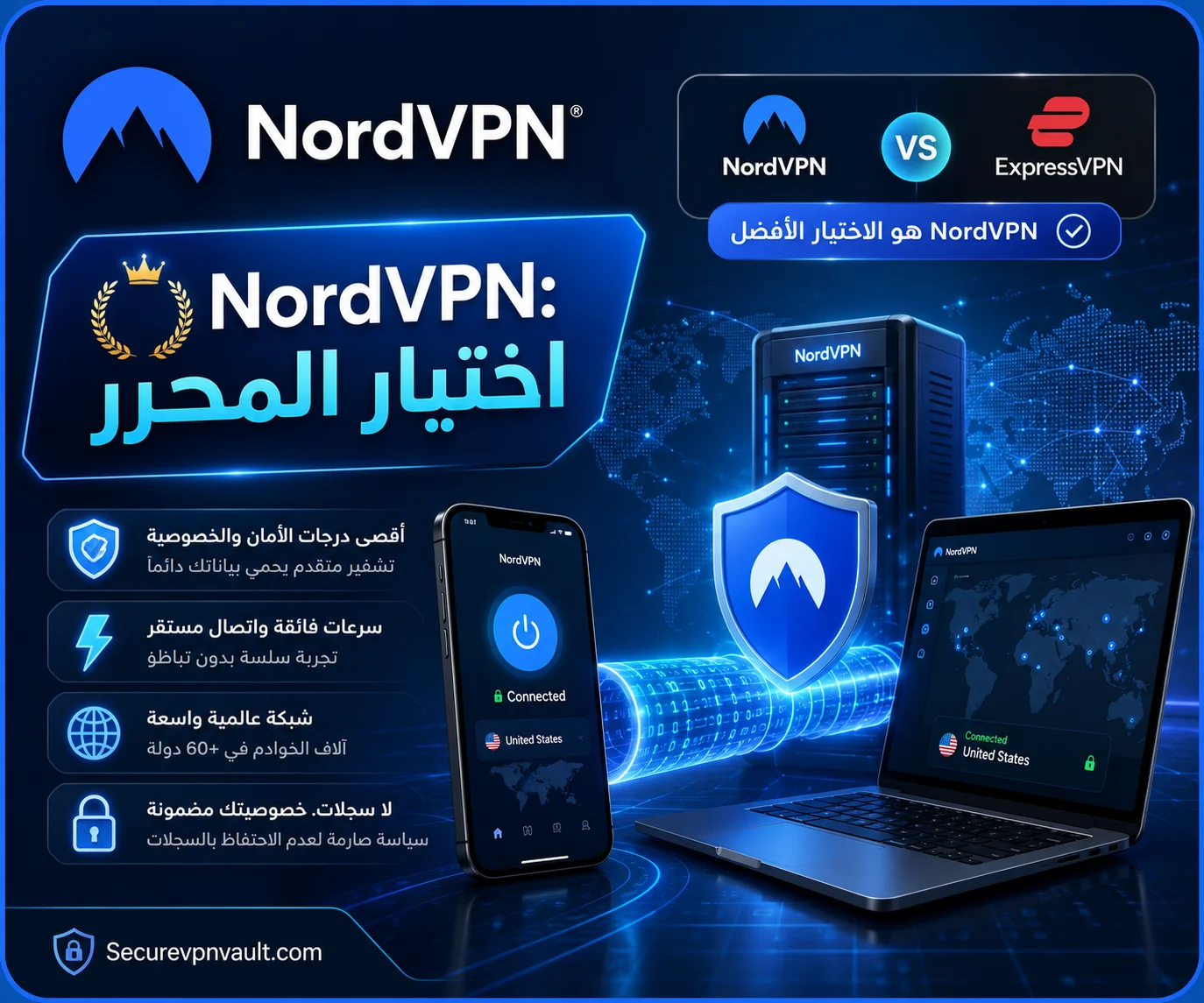 عرض NordVPN كاختيار المحرر في مقارنة NordVPN وExpressVPN