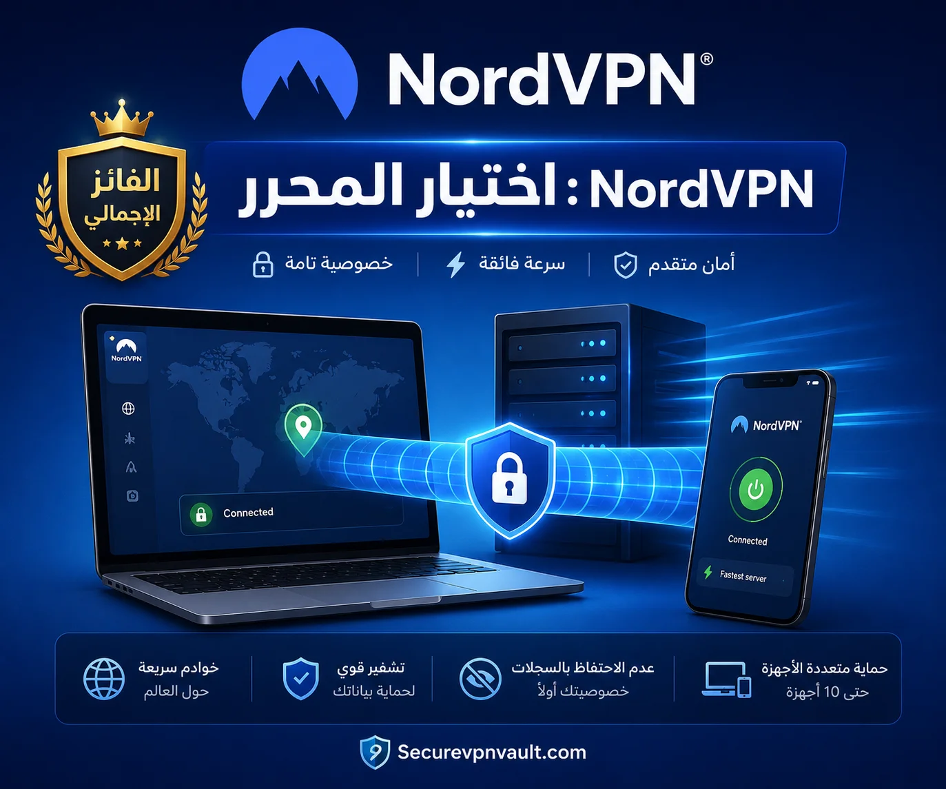 عرض NordVPN كاختيار المحرر في مقارنة NordVPN وSurfshark
