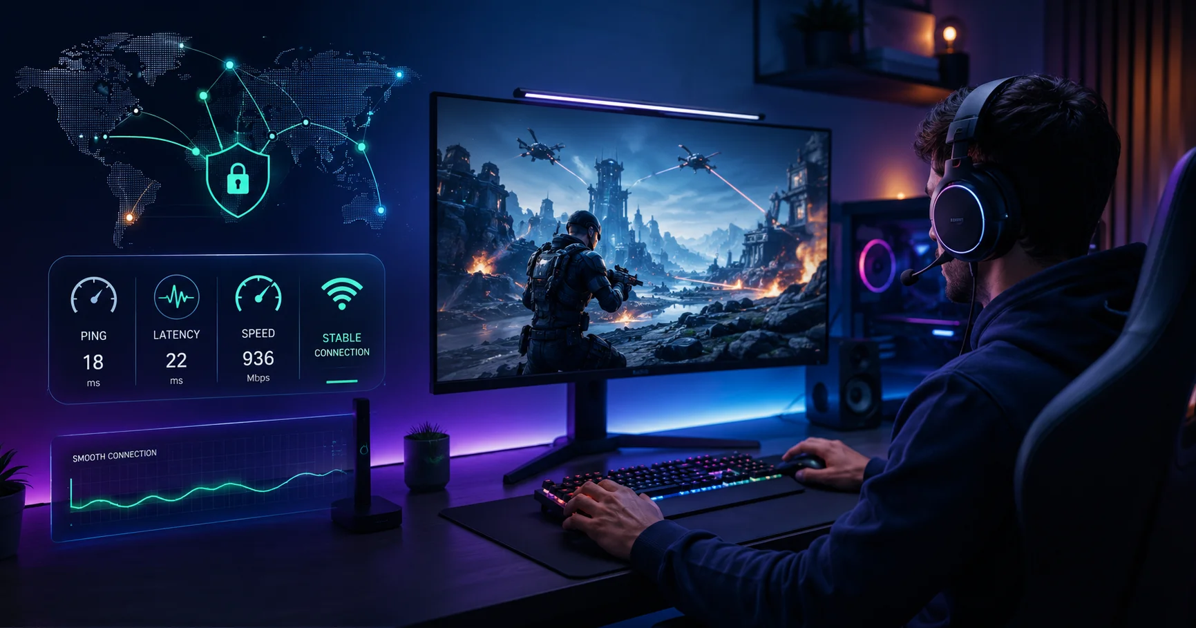 أفضل VPN للألعاب لتقليل Ping وتحسين ثبات الاتصال