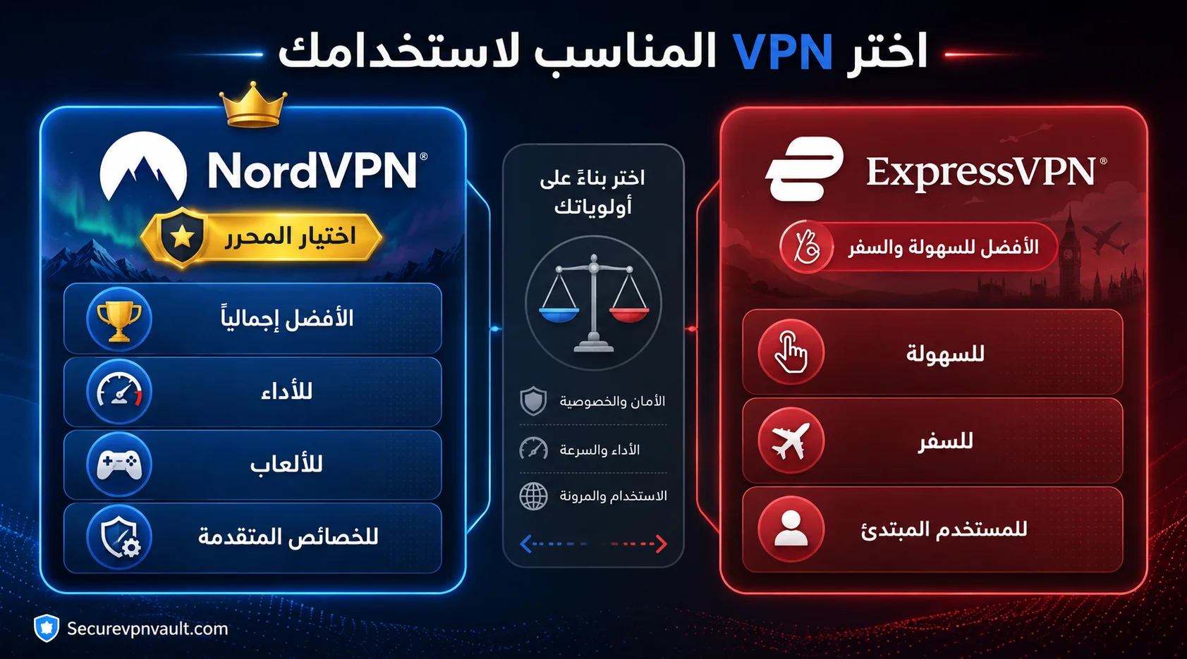 اختيار NordVPN أو ExpressVPN حسب نوع المستخدم