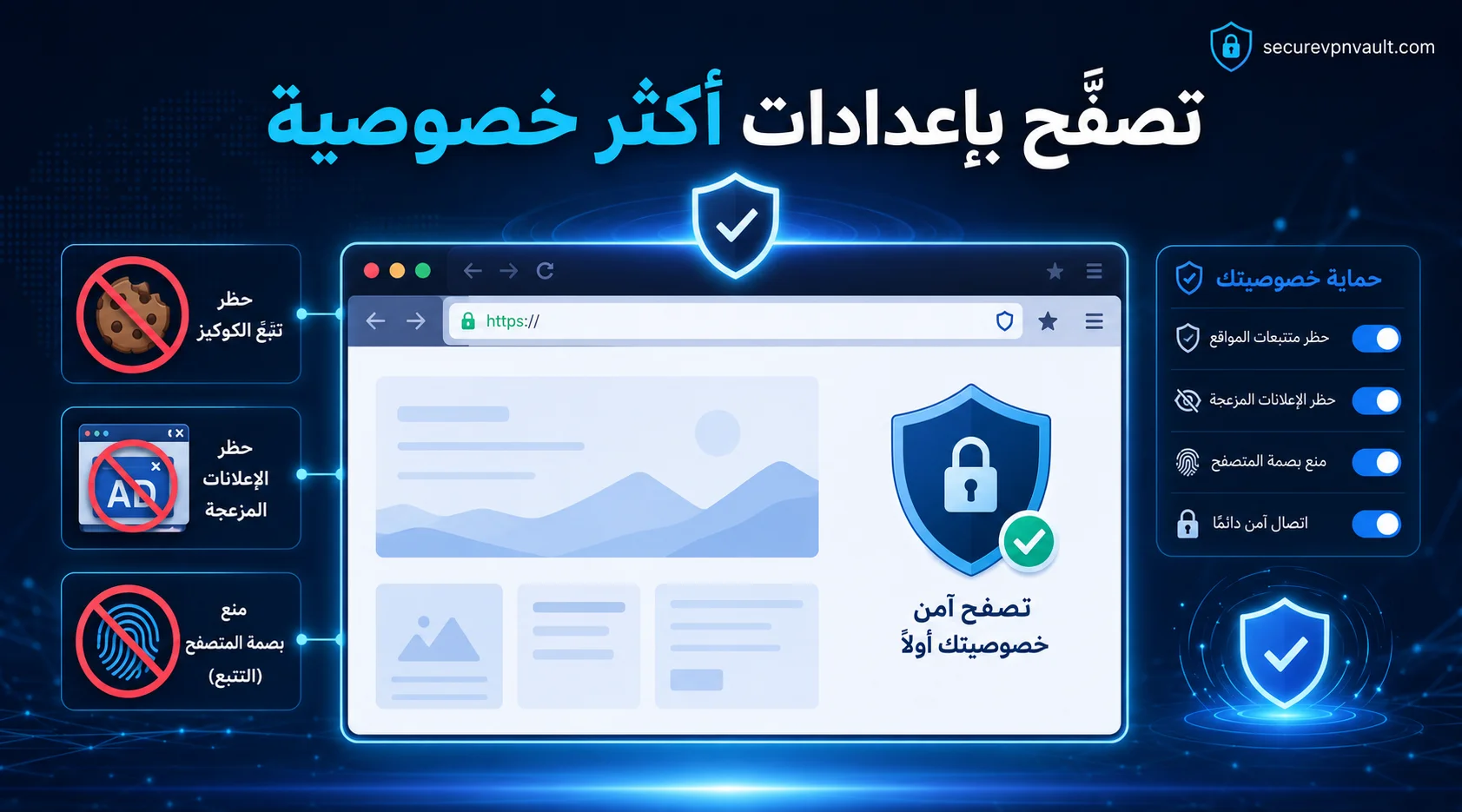 متصفح يحجب أدوات التتبع وملفات الارتباط التابعة لجهات خارجية