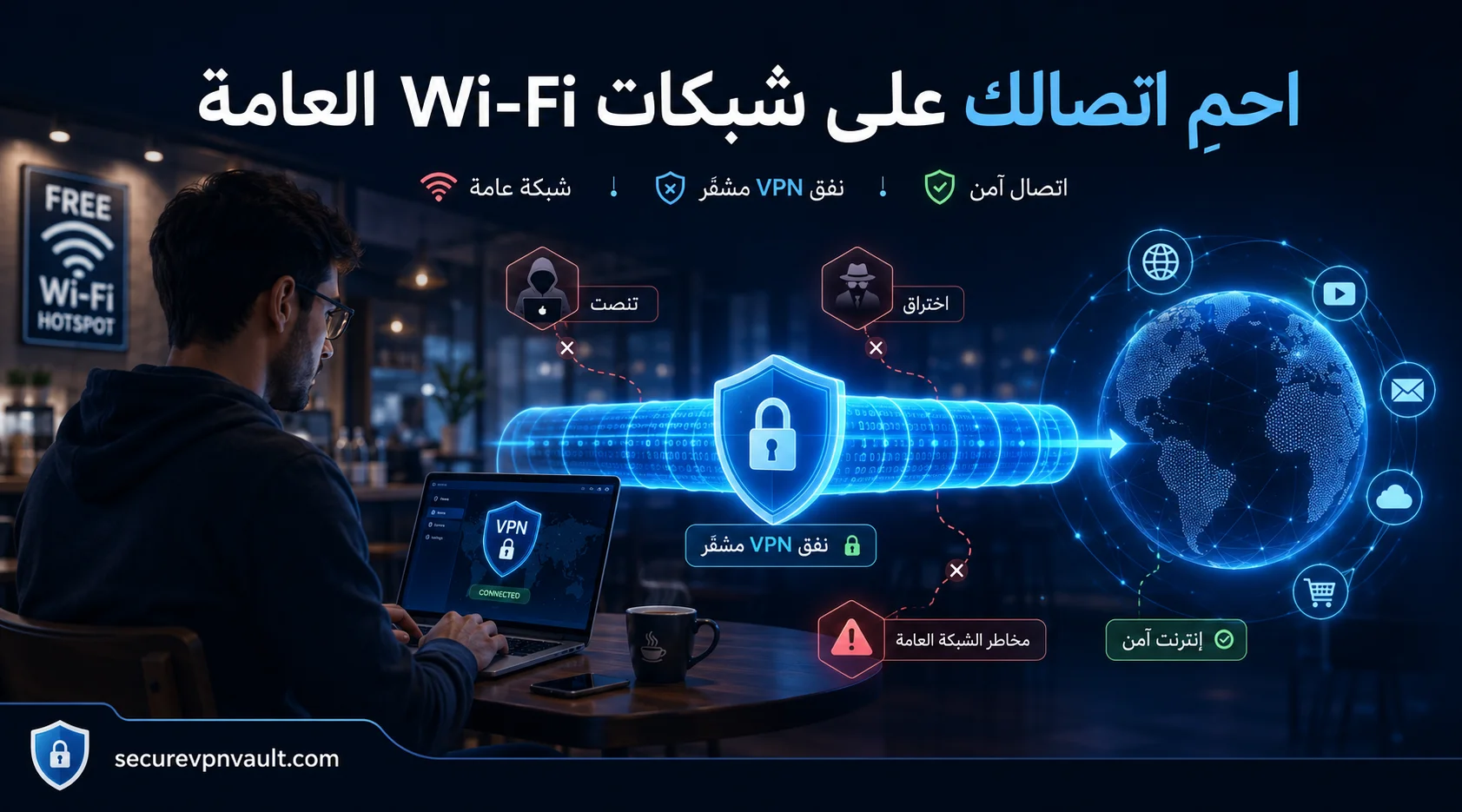 حماية الخصوصية على شبكة واي فاي عامة باستخدام VPN وإيقاف المشاركة