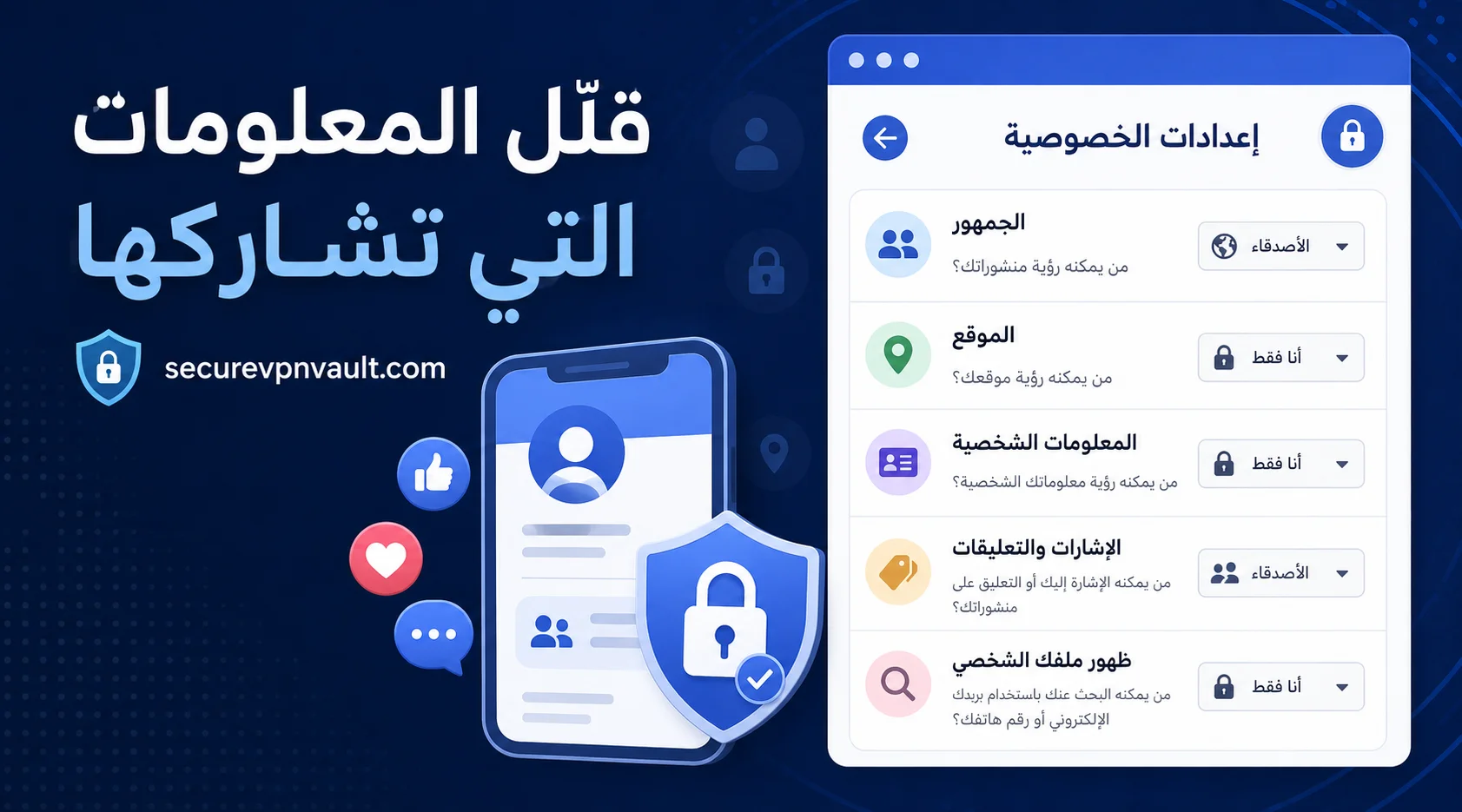 إعدادات خصوصية شبكات التواصل للجمهور والموقع والإعلانات وجهات الاتصال