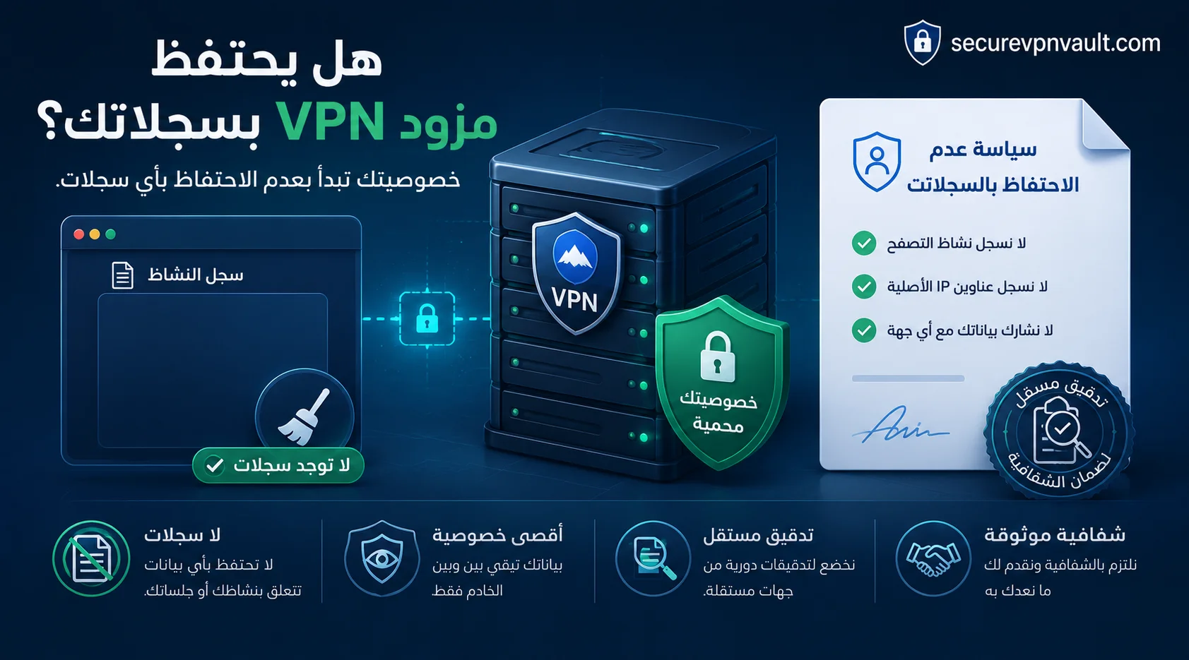 تقييم الثقة في مزود VPN عبر سياسة No-Logs والتدقيق والشفافية